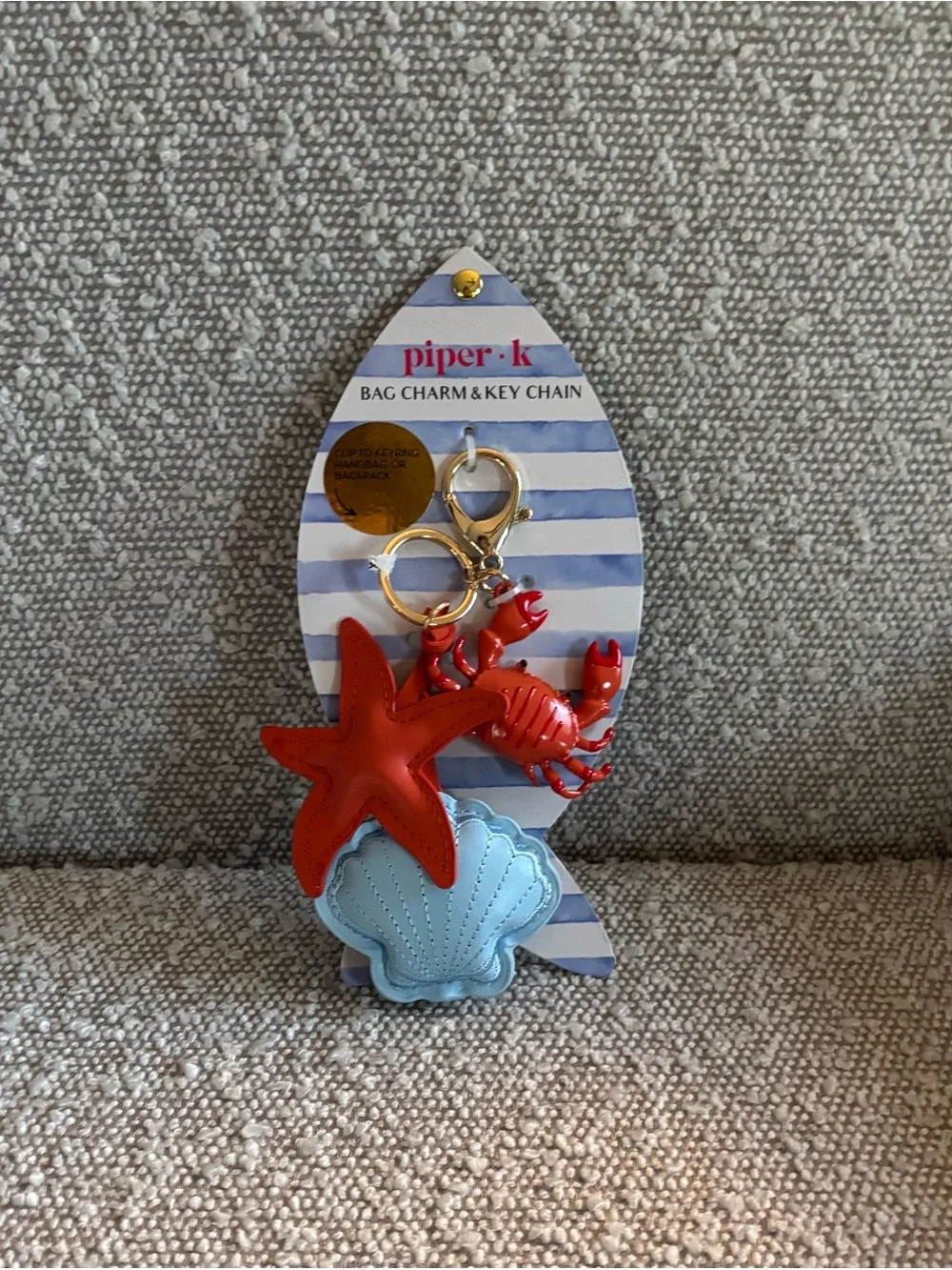 piper•k Red Starfish & Blue Shell Bag Charm Key Chain